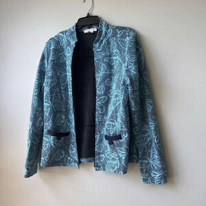 Rafael Sport‎ Women's Blazer Jacket Stretch Long Sleeve Black/Blue Petite Size L
